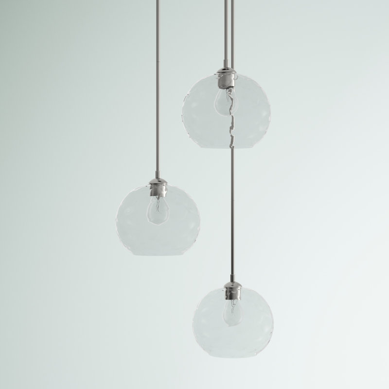 Halton 3-Light Dimmable Cluster Pendant, Brushed Nickel