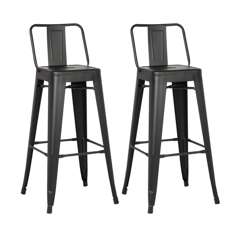 Shee (ensemble de 2) chaises de bar 30 po en métal noir
