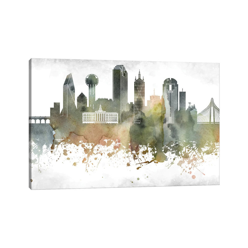 Dallas Skyline 1 Piece Wrapped Canvas Wall Art, 30.48 cm H x 45.72 cm W