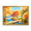 Arbres jaunes et oranges au bord de la rivière - Peinture sur toile-59758942-59758943