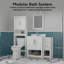 Meuble-lavabo double 61 po avec plateau intégré et lavabo avec miroirs Stovall-1454300326