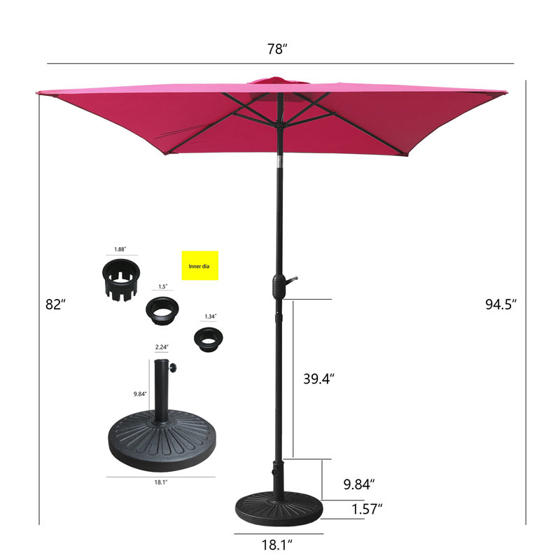 Parasol de marché carré 6 pi 6 po Nicolay, Rouge