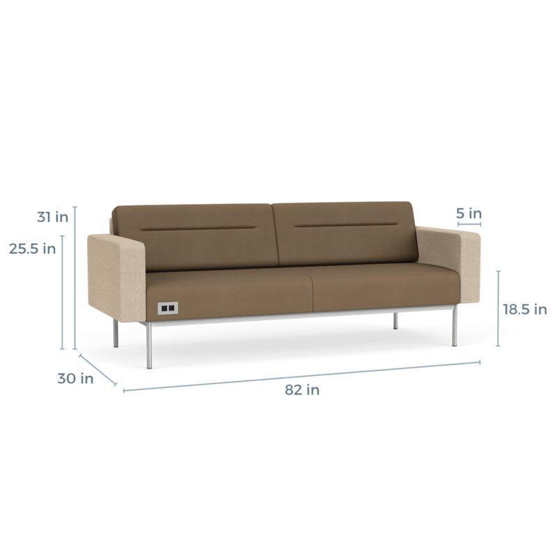 Canapé de réception Darsey, Avec alimentation, Argent argent, Patriot Plus taupe; calcaire Chambray