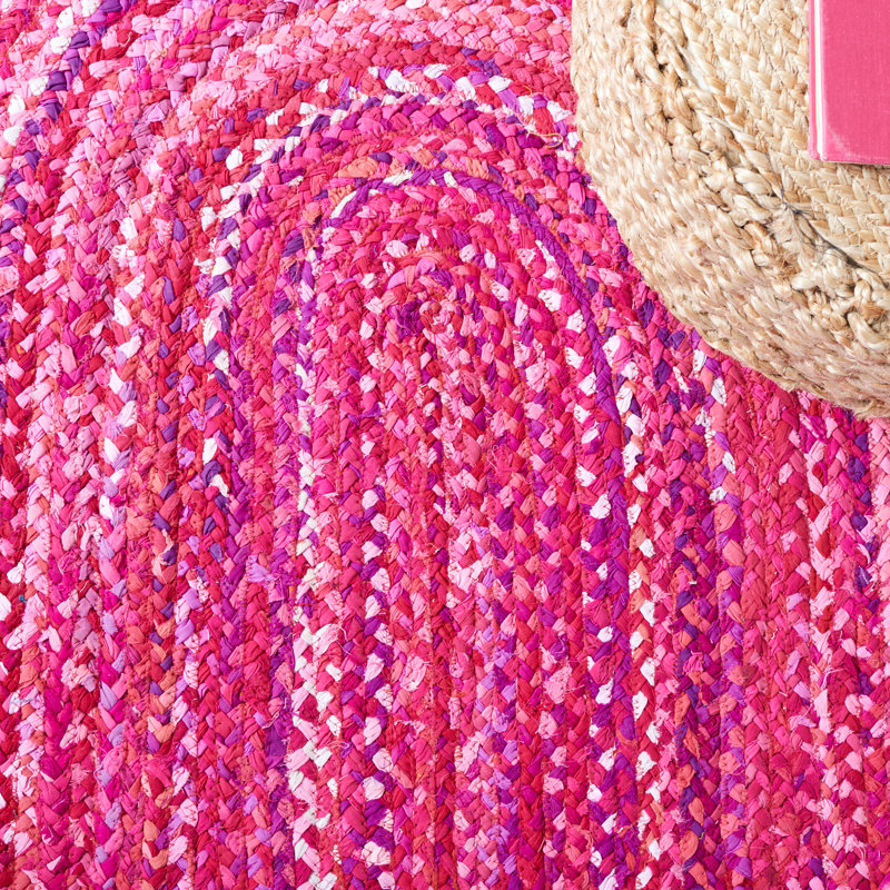Tapis en coton tressé à la main de couleur unie, Ovale 7 pi x 9 pi