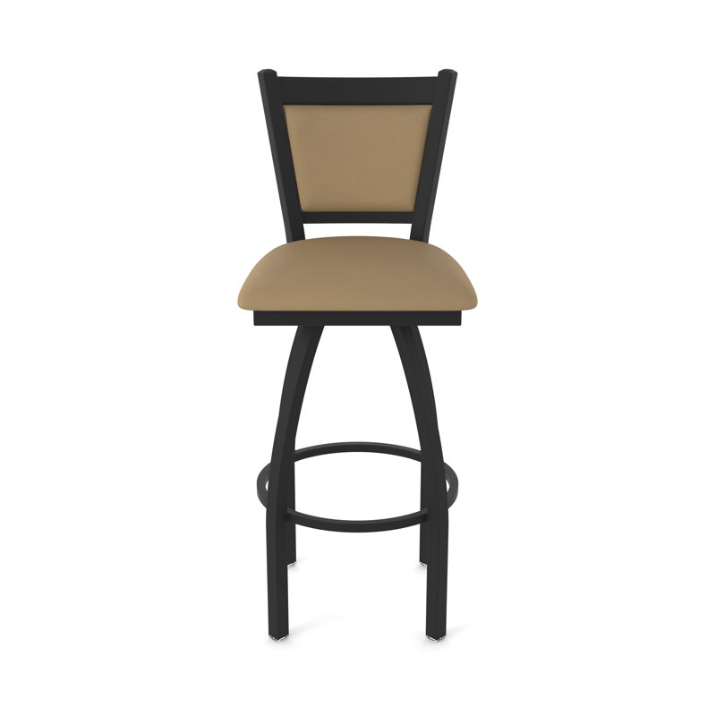 Tabouret pivotant Hadleigh, Noir froissé, Tabouret de bar (siège d’une hauteur de 30 po), Vinyle - sable Canter