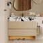 Meuble-lavabo mural 29,9 po, plateau en faux marbre, lavabo sous-comptoir en céramique pour studios