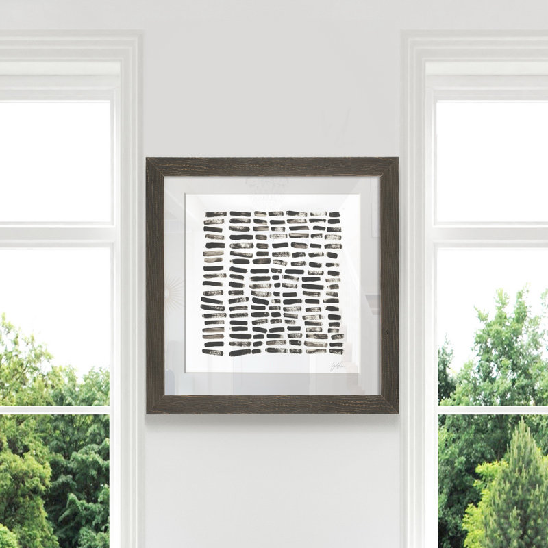 " Mixed Signals III " Painting Print, 28" H x 28" W x 1" D, Grey Framed