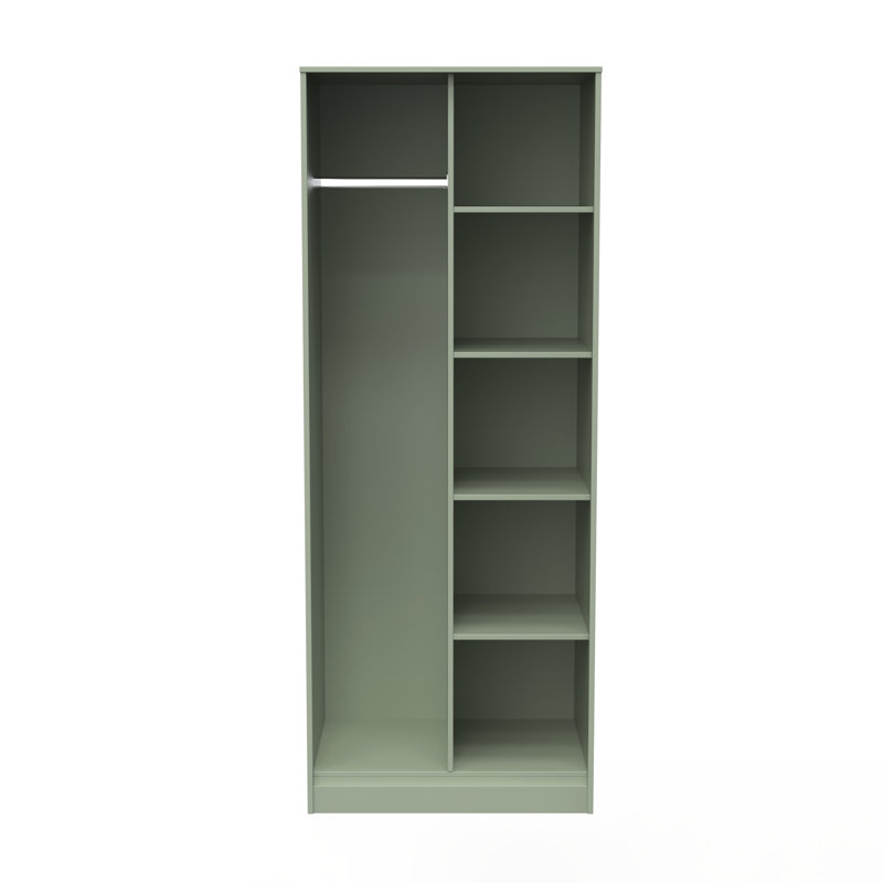 Fully Assembled 2 Door Wardrobe, 197cm H x 74cm W x 53cm D, Reed Green