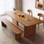 Table de salle à manger rectangulaire en bois massif brun noisette-1505666490
