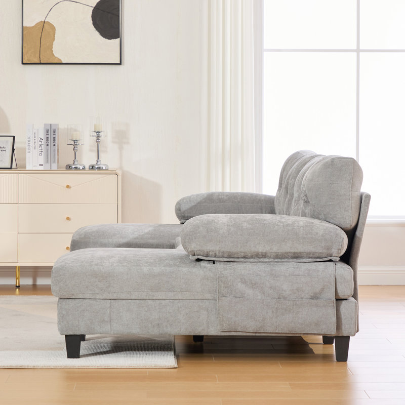 Canapé modulaire en U en chenille de 103,5 po avec méridienne double en U, Gris chenille