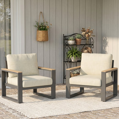Brandtley Aluminum Patio Chair with Cushions