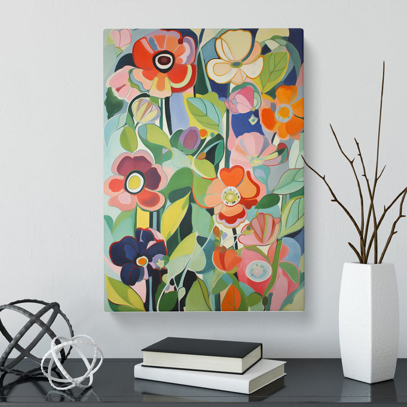 Raziya Floral Flowers Retro Vol.7 - Wrapped Canvas Print, 50cm H x 35cm W x 3cm D