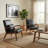 PU Leather Armchair With Solid Wood Legs And A Cushion(Set Of 2)-302903749