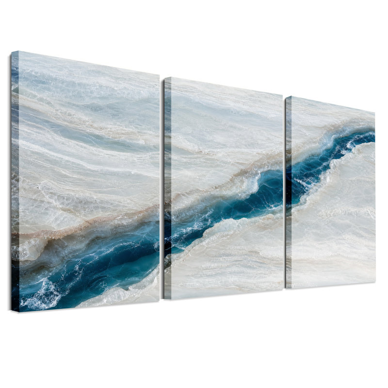 Ensemble de 3 toiles turquoise, H 30 po x l 20 po x 3 pièces