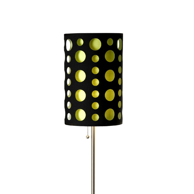 66" Tall Metal Floor Lamp, Retro Design With Black, Yellow