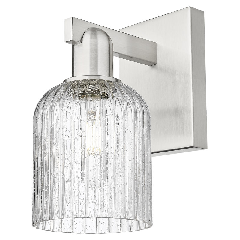 Downtown Urban - Franklin - 1 Light 5" Wall-mounted Sconce - Deco Swirl Shade, Seedy, Polished Nickel