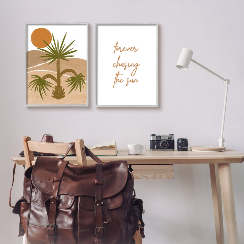 «Forever Chassing the Sun», phrase «Desert Palm Sun» par Birch & Ink - ensemble de 2 impressions, Estampe numérique Farmhouse