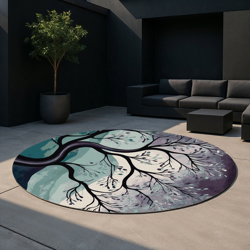 Aurora Branches Indoor And Outdoor Area Rug, Round 5'