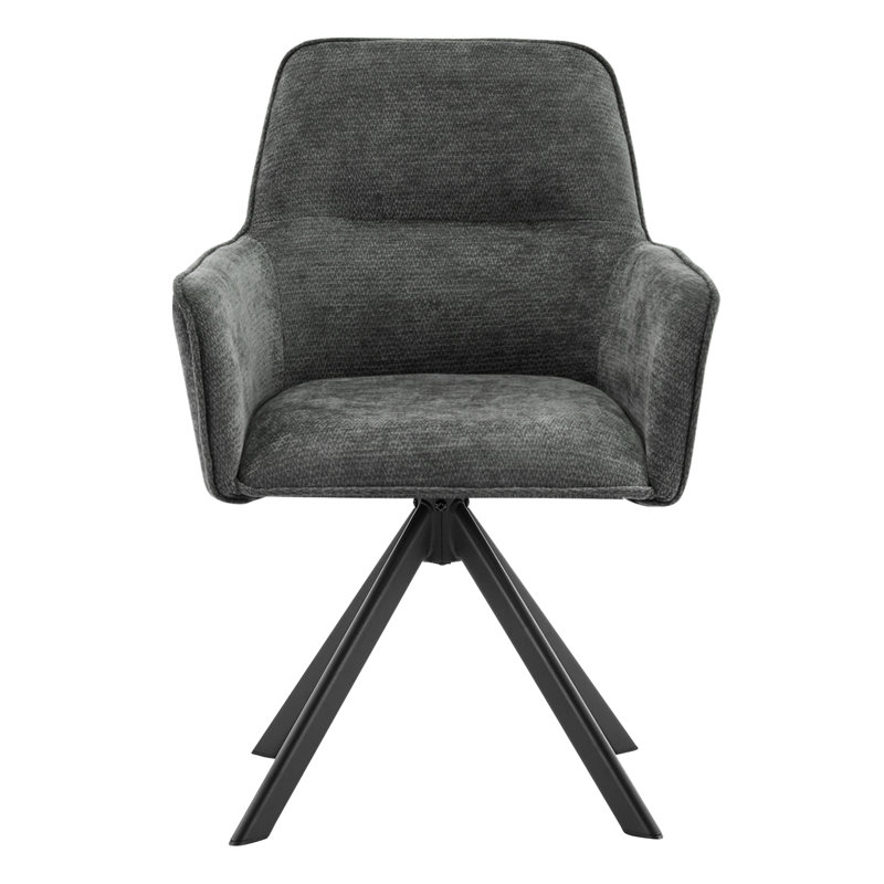 22.5" W Modern Chenille Upholstered  Dining Chairs with Armrests Swivel Armchairs, Dark Gray