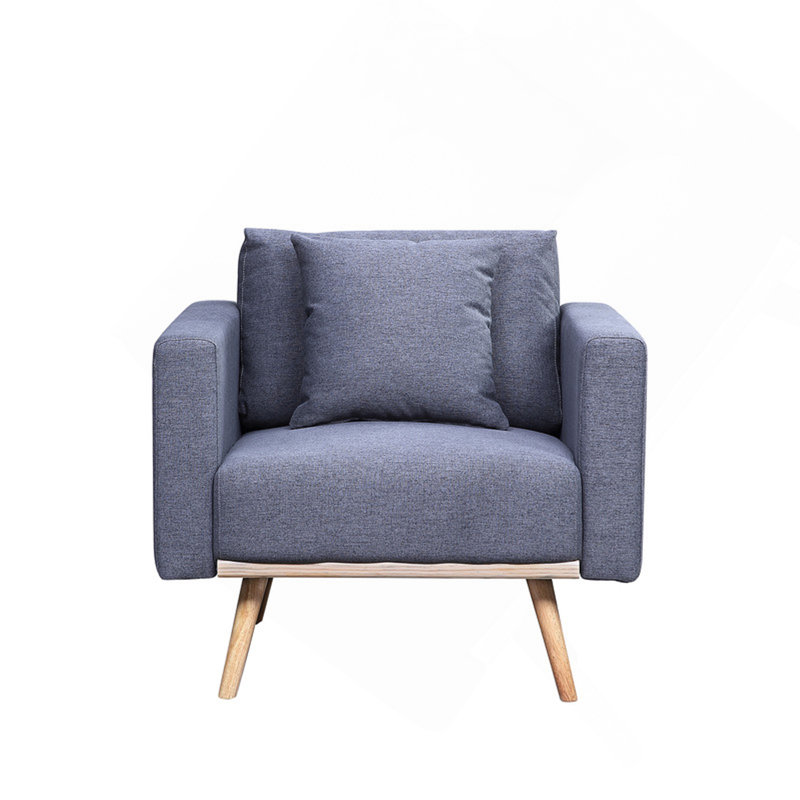 Chaise 32,5 po en tissu de lin gris foncé avec ports de chargement USB, poches et coussins