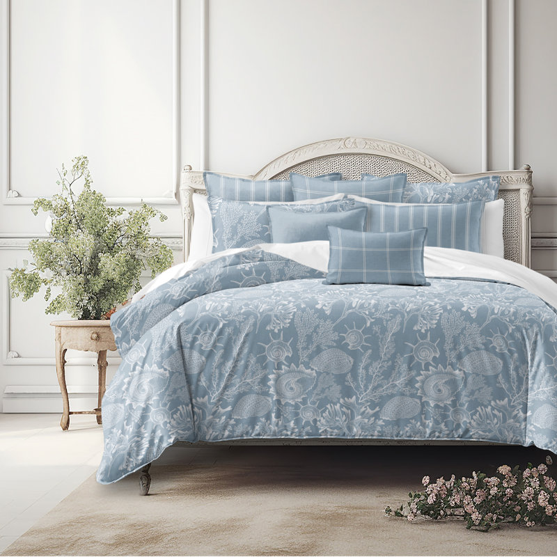 Ensemble de housse de couette en coton et bleuet 8 pièces Shellabrate, Housse de couette grand super et 7 pièces supplé