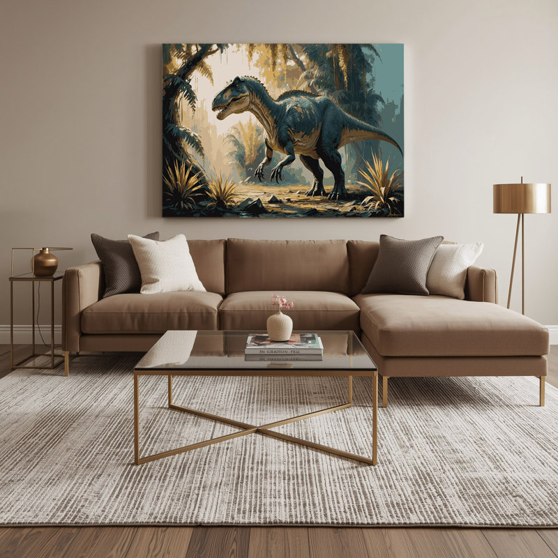 «Dinosaur Ampelosaurus», art mural sur toile grise, H 16 po x l 20 po