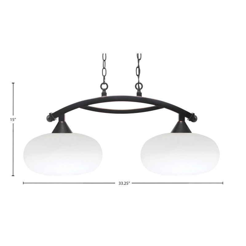 Luminaire pour îlot 2 lumières Bow, Blanc, Cuivre / noir