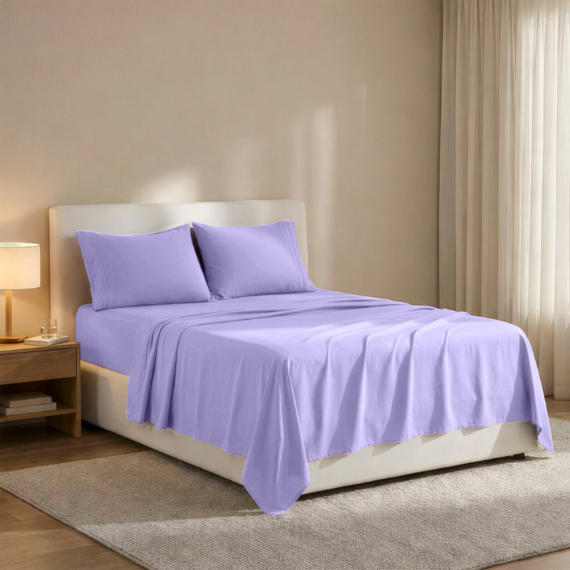 Lux Decor 4-Piece Ultra Soft Microfiber Sheet Set Deep Pocket Fitted Sheet, Wrinkle-Resistant & Easy Care Bedding, Lavender