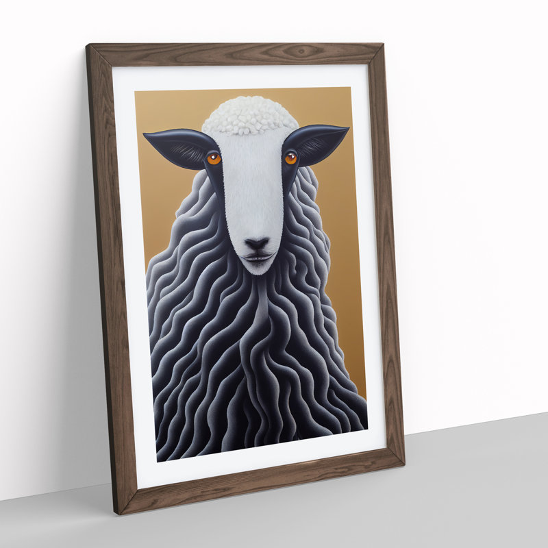 Remarkable Sheep - Framed Print, 64cm H x 46cm W x 2cm D, Walnut