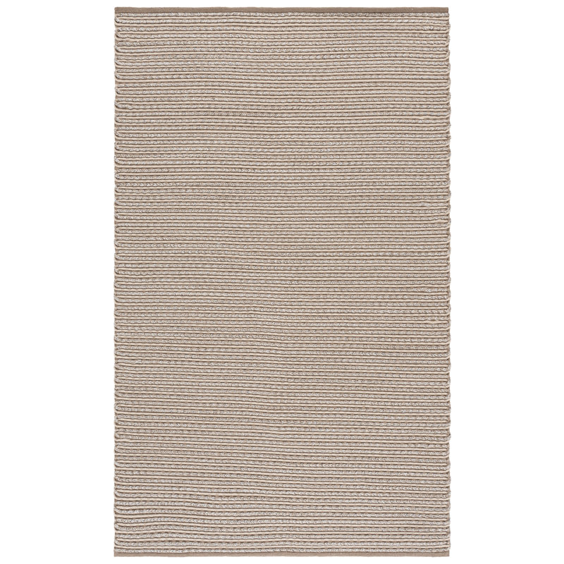 Braided 762 Hand Woven Cotton Pile Striped Rug, Rectangle 5' x 8'