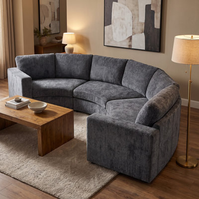 109.4-Inch Curved Modular Sectional Sofa with Semi-Circular Design, Deep Seating & Soft Chenille Upholstery – Modern Conversation Sofa for Living Room and Apartment