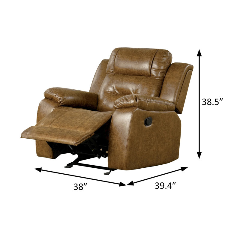38" W Transitional Manual Recliner, Brown