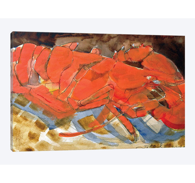 «Abstract Lobster III» par Erin McGee Ferrell, reproduction, H 8 po x l 12 po x P 0,75 po, Toile tendue, Pas de tapis