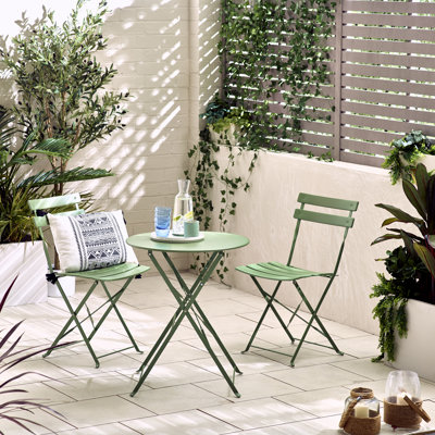 Laster Garden Dining Table Set With 2 Matching Dining Chairs - Patio Bistro Set for Modern Garden