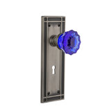 Mission Plate with Decorative Keyhole and Crystal Cobalt Door Knob