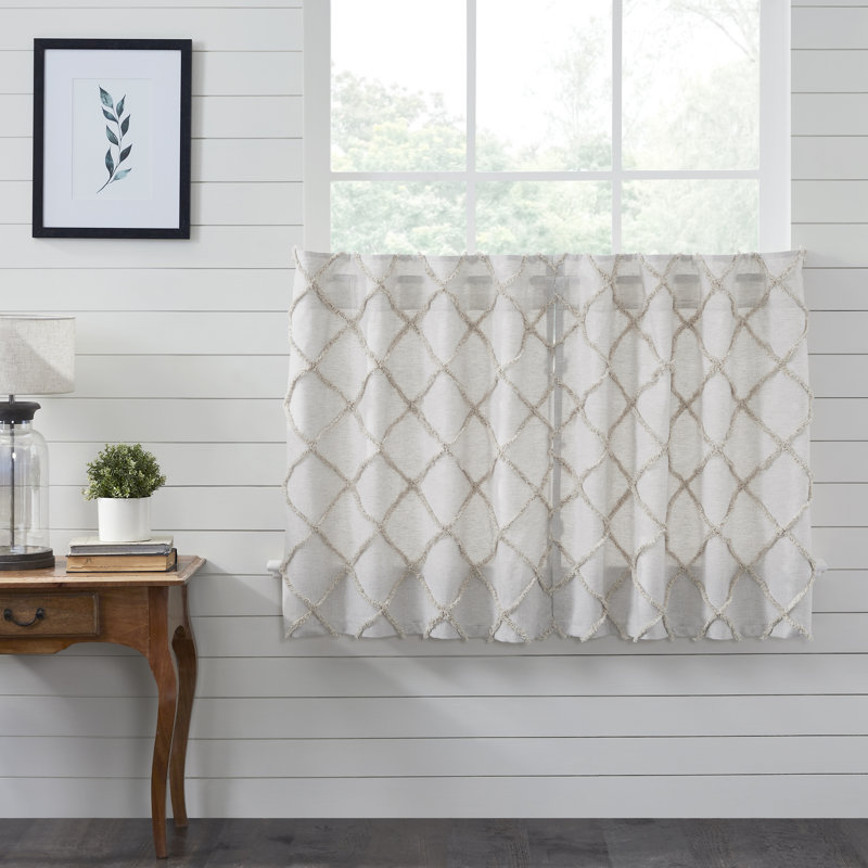 Aysha Cotton Geometric Tailored Cafe Curtain, 72" W x 36" L
