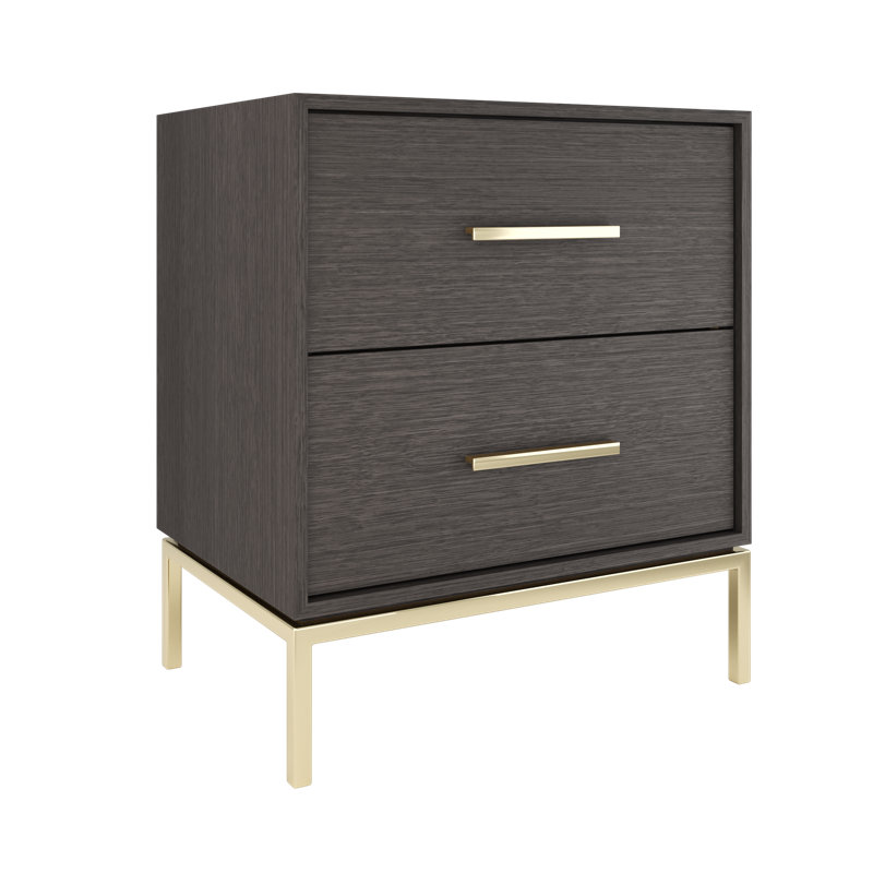 Rift White Oak Two-Drawer Single Bath Vanity, Gray Weathered, Satin Gold, 30"