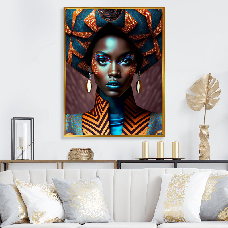 Art mural africain sur toile Avant-Garde Elegant, H 40 po x l 30 po x P 1,5 po, Cadre flottant doré