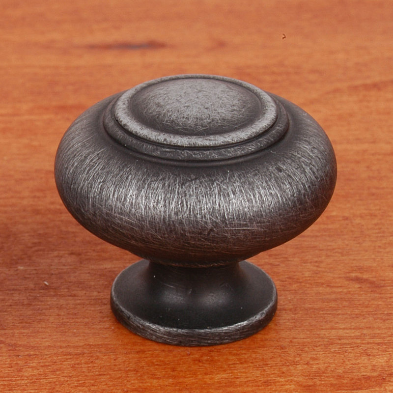 Ringed Mushroom Knob CK Series, Distressed Nickel, 1.25" Knob Diameter