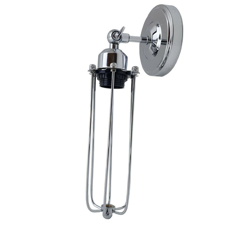 Vintage Industrial Adjustable Cage Wall Sconce – Retro Metal Wire Lamp E27 For Bedroom, Kitchen, Hallway, Chrome, Yes
