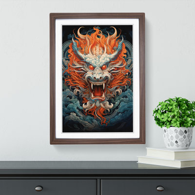 Chinese Dragon Geometric 1 Piece Single Picture Frame Wall Art