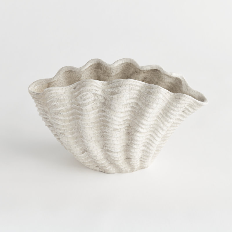 Seashore Handmade Clay Table Vase, 9" H x 15" W x 6.25" D