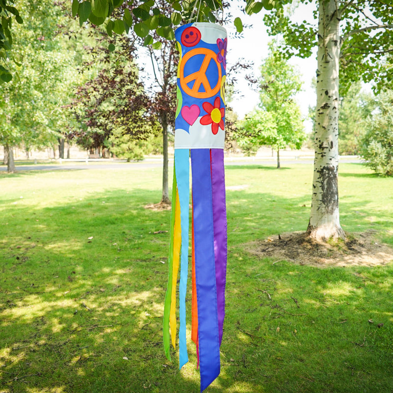 Peace, Love & Happiness 40-Inch Multicolor Polyester Windsock