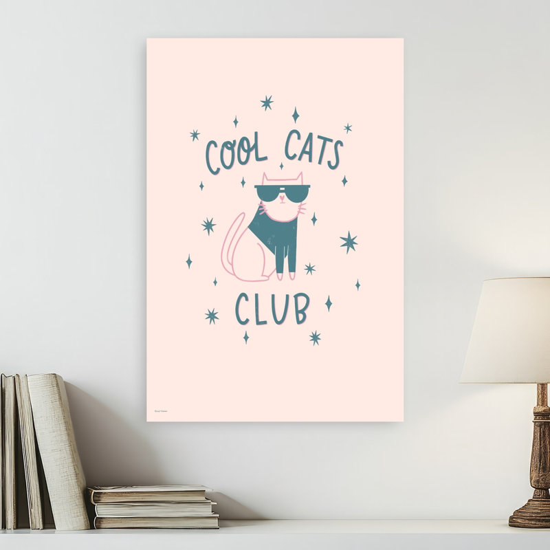 Cool Cats Club Contemporary Whimsical Abstract Cat Landscape Nature Wall Art Print 1 Piece Wrapped Canvas Wall Art