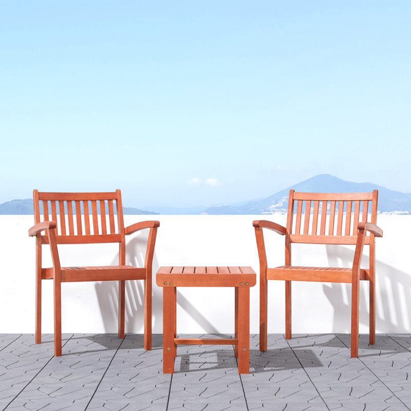 Ensemble de conversation avec chaises empilables 3 pièces Caladesi