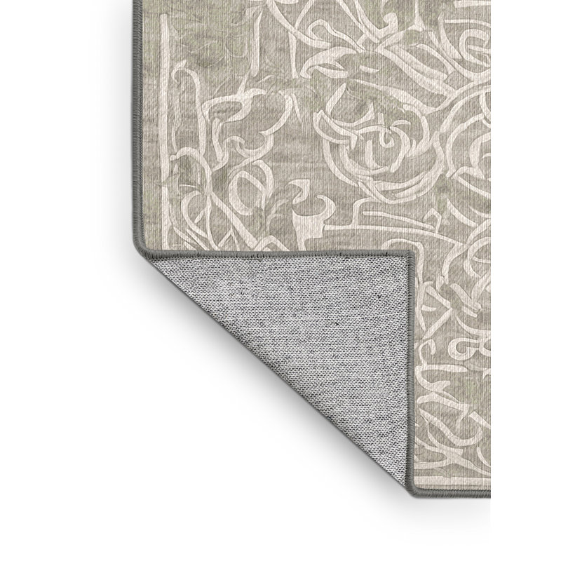 Machine Washable Gray Area Rug, Round 7'