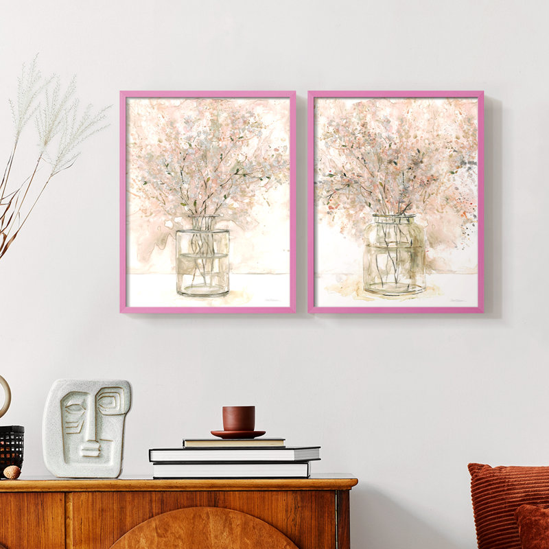 Delicate Arrangement I-Premium Framed Print -Ready to Hang - No Nails Required - No Nails Required, 21" H x 34" W, Pink