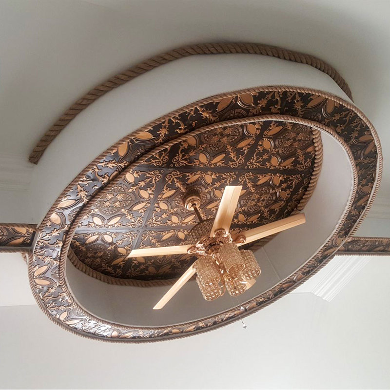 Carreau de plafond en PVC texturé doré antique L 24 po x l 24 po Golden Prague