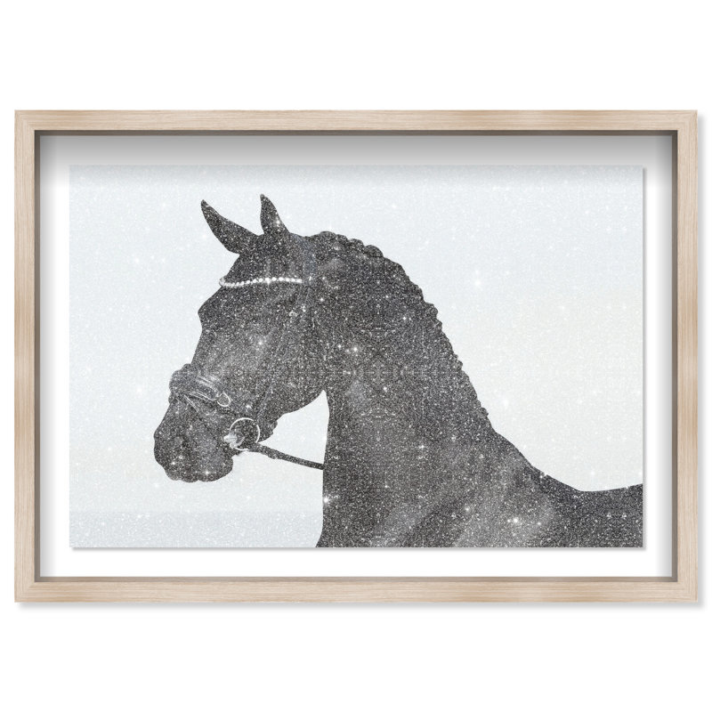 Midnight Majesty II Shadowbox Animals Print by Oliver Gal, Black Frame, 15 x 10, 16.5"H x 11.5"W, Natural Oak Shadowbox