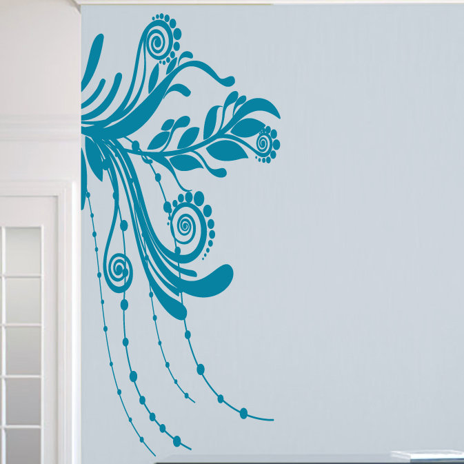 Décalcomanie murale en coin, Bleu sarcelle